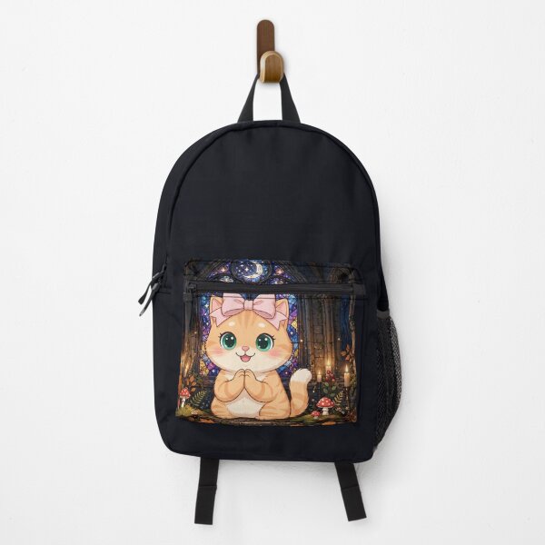 Item preview, Cute Gothic Cathedral Cat Halloween Stained Glass designed and sold by Moody Vibes Studio.