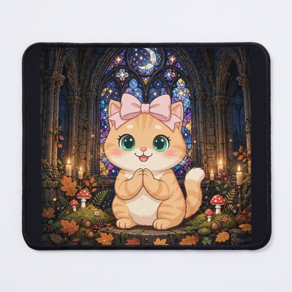 Item preview, Cute Gothic Cathedral Cat Halloween Stained Glass designed and sold by Moody Vibes Studio.