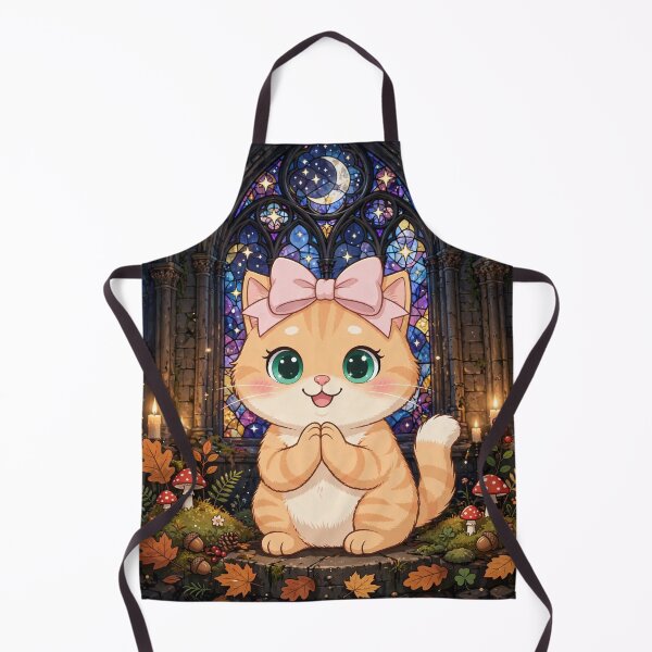 Item preview, Cute Gothic Cathedral Cat Halloween Stained Glass designed and sold by Moody Vibes Studio.