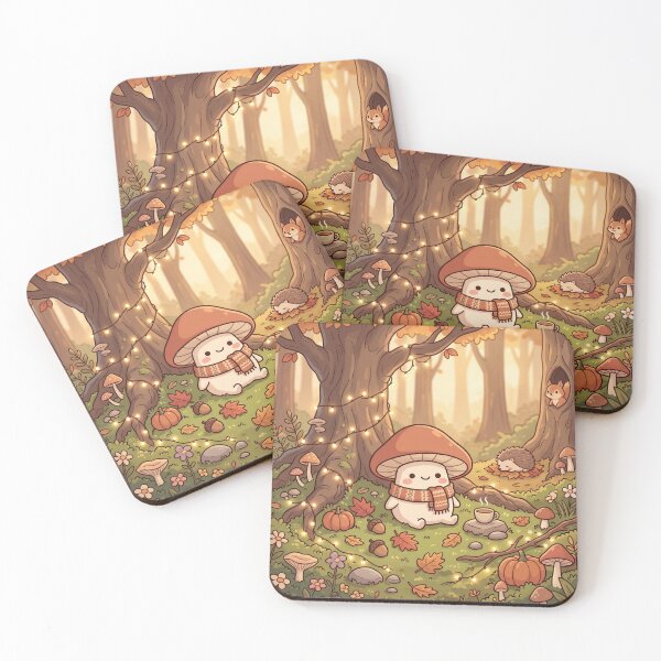 Item preview, Cozy Autumn Mushroom Under the Tree – Kawaii Cottagecore Woodland Art designed and sold by Kawai Store.