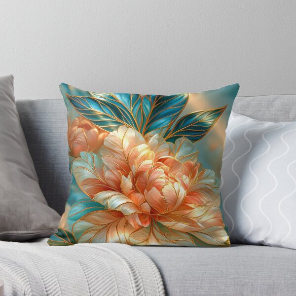 Item preview, Peony Flower Art in Gold, Red and Blue. designed and sold by MargaretWiktor.