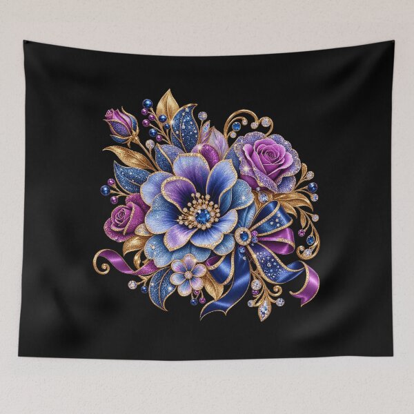Item preview, Glittering Sapphire Blue & Purple Floral Bouquet – Luxury Jewel Flowers designed and sold by Lily Lola.