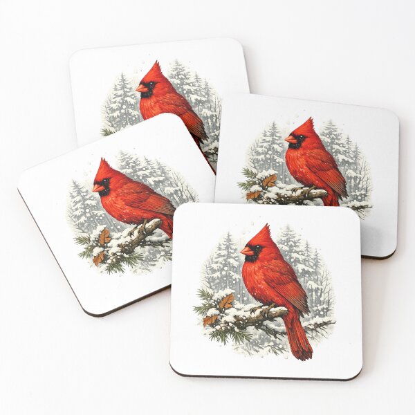 Item preview, Male cardinal in a snowy forest designed and sold by Daily Quirk.