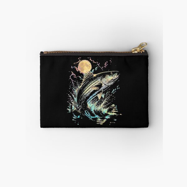 Item preview, Striped Bass Jumping Out Of Water At Night Moon And Lightning designed and sold by onlytiggokk.