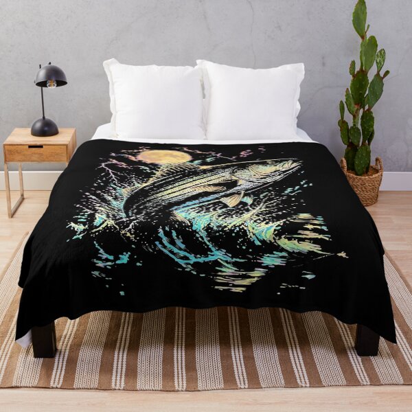 Item preview, Striped Bass Jumping Out Of Water At Night Moon And Lightning designed and sold by onlytiggokk.