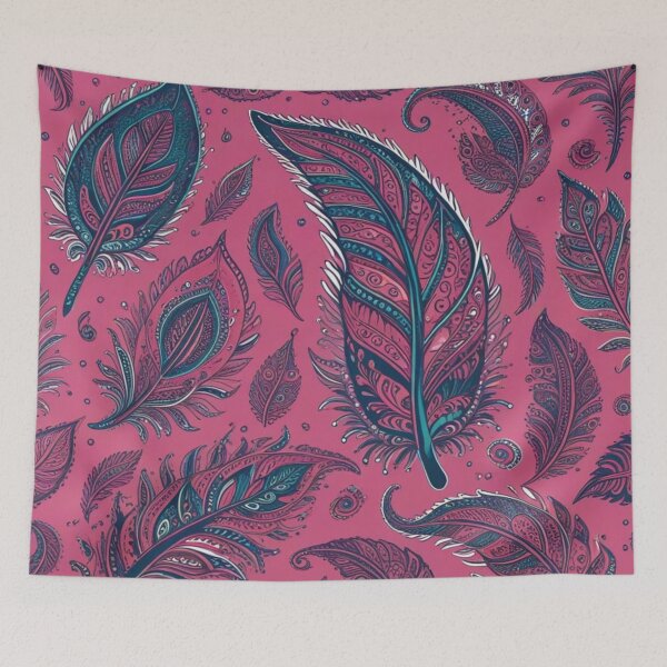 Item preview, Vibrant Pink Ornamental Feather Pattern designed and sold by Harmonic_Layers.
