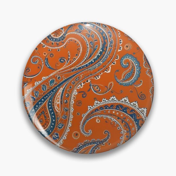 Item preview, Vibrant Terracotta Orange and Blue Paisley designed and sold by Harmonic_Layers.