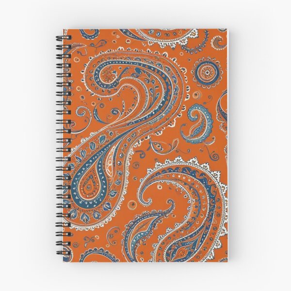 Item preview, Vibrant Terracotta Orange and Blue Paisley designed and sold by Harmonic_Layers.