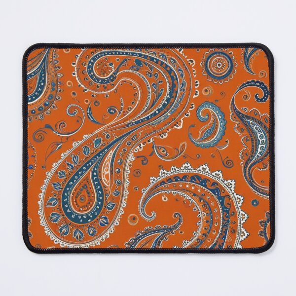Item preview, Vibrant Terracotta Orange and Blue Paisley designed and sold by Harmonic_Layers.