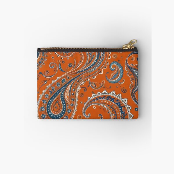 Item preview, Vibrant Terracotta Orange and Blue Paisley designed and sold by Harmonic_Layers.