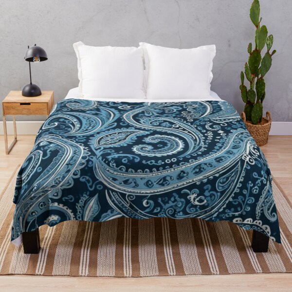 Item preview, Intricate Navy Blue and Light Blue Paisley designed and sold by Harmonic_Layers.