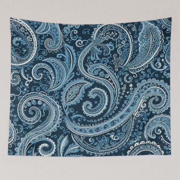 Item preview, Intricate Navy Blue and Light Blue Paisley designed and sold by Harmonic_Layers.