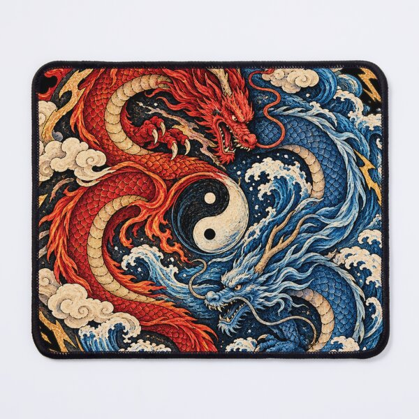 Item preview, The Dragons of Balance | Japanese Dragon Yin Yang Art | Red & Blue Dragon Fantasy Design designed and sold by Substance_life.