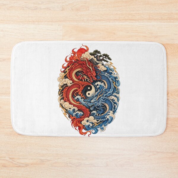 Item preview, The Dragons of Balance | Japanese Dragon Yin Yang Art | Red & Blue Dragon Fantasy Design designed and sold by Substance_life.