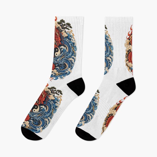 Item preview, The Dragons of Balance | Japanese Dragon Yin Yang Art | Red & Blue Dragon Fantasy Design designed and sold by Substance_life.