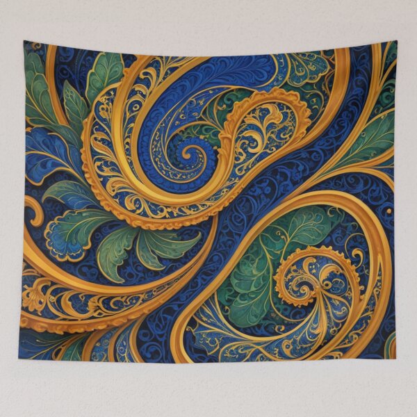 Item preview, Royal Blue and Gold Ornate Swirls designed and sold by Harmonic_Layers.