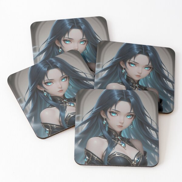 Item preview, Mystical Blue-Haired Sorceress with Glowing Cyan Eyes designed and sold by Killington.