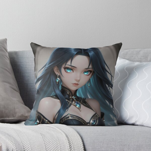 Item preview, Mystical Blue-Haired Sorceress with Glowing Cyan Eyes designed and sold by Killington.
