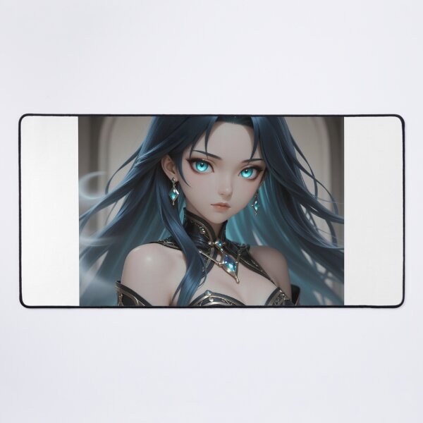 Item preview, Mystical Blue-Haired Sorceress with Glowing Cyan Eyes designed and sold by Killington.