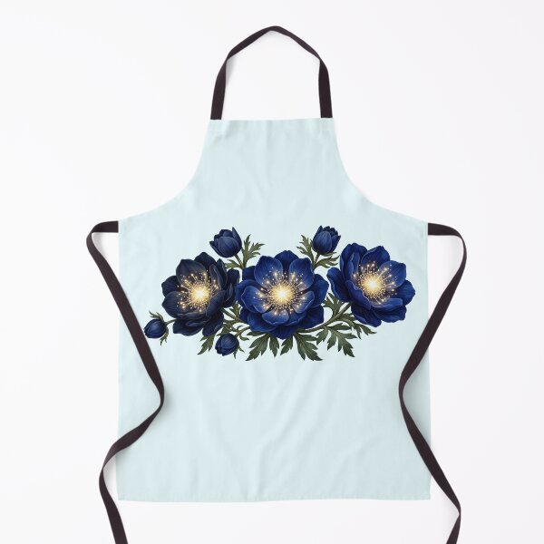 Item preview, Royal Blue Anemone Flowers Glowing Gold Stamen Dark Floral Art designed and sold by BreezifyDesignStudio.
