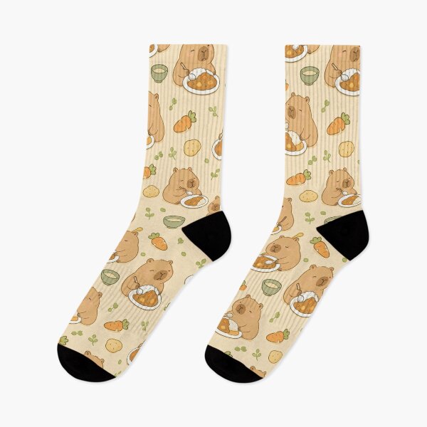 Item preview, Kawaii Capybara Japanese Curry Food Pattern designed and sold by Soft Berry Studio.