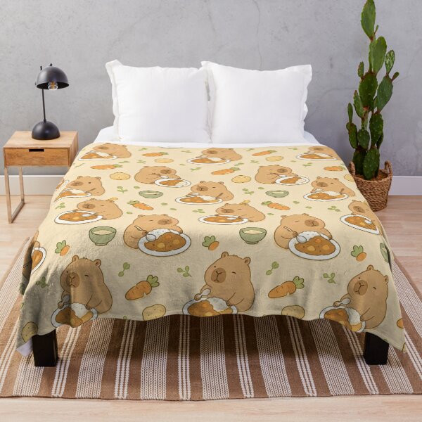 Item preview, Kawaii Capybara Japanese Curry Food Pattern designed and sold by Soft Berry Studio.