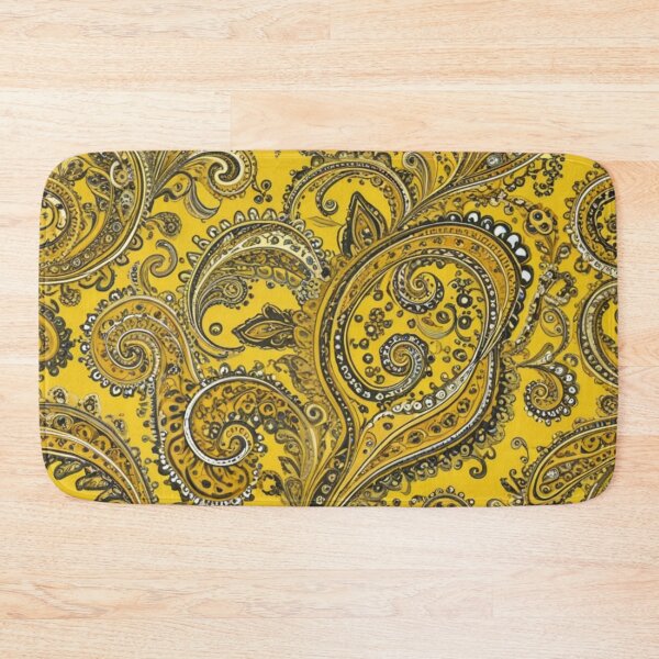 Item preview, Vibrant Mustard Yellow and Gold Paisley designed and sold by Harmonic_Layers.
