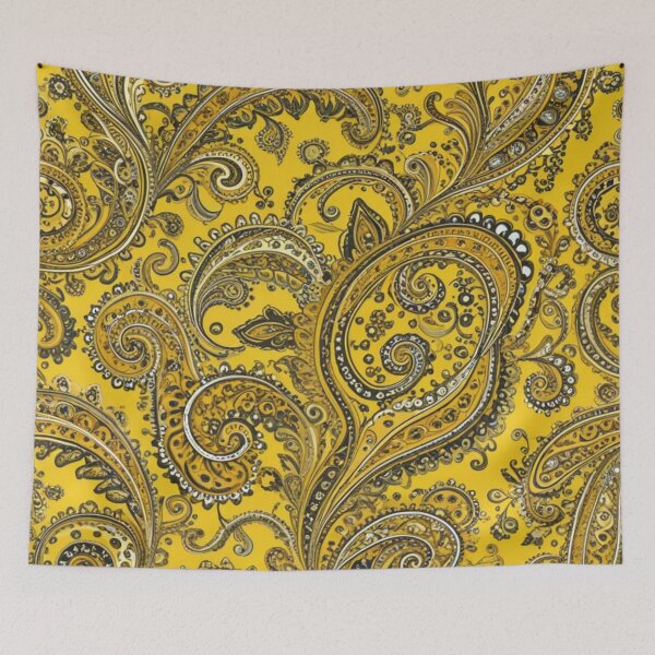 Item preview, Vibrant Mustard Yellow and Gold Paisley designed and sold by Harmonic_Layers.