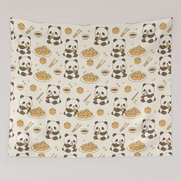 Item preview, Kawaii Panda Takoyaki Japanese Food Pattern designed and sold by Soft Berry Studio.