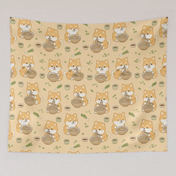Item preview, Kawaii Shiba Inu Soba Noodles Food Pattern designed and sold by Soft Berry Studio.