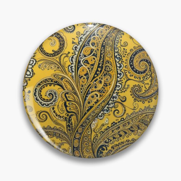 Item preview, Yellow and Navy Gold Ornate Paisley designed and sold by Harmonic_Layers.