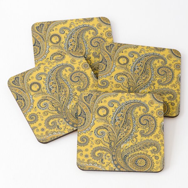 Item preview, Yellow and Navy Gold Ornate Paisley designed and sold by Harmonic_Layers.
