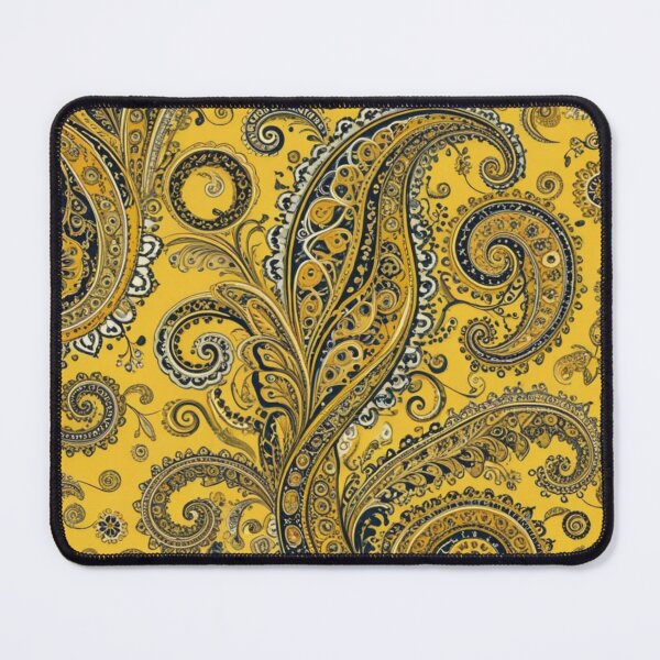 Item preview, Yellow and Navy Gold Ornate Paisley designed and sold by Harmonic_Layers.
