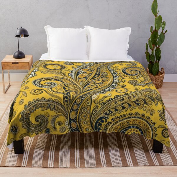 Item preview, Yellow and Navy Gold Ornate Paisley designed and sold by Harmonic_Layers.