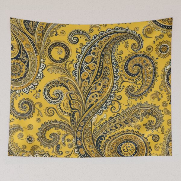 Item preview, Yellow and Navy Gold Ornate Paisley designed and sold by Harmonic_Layers.
