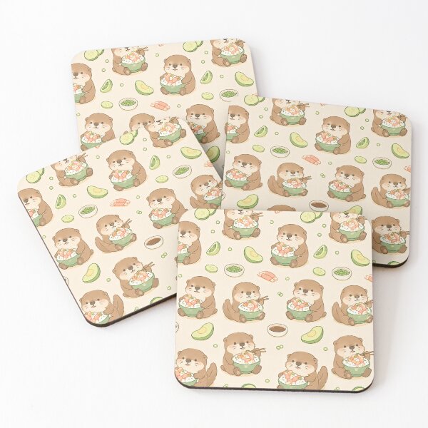 Item preview, Kawaii Otter Crab Rice Bowl Food Pattern designed and sold by Soft Berry Studio.