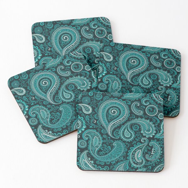 Item preview, Teal and Emerald Blue Intricate Paisley designed and sold by Harmonic_Layers.
