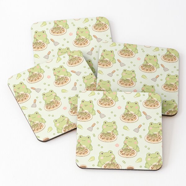 Item preview, Kawaii Frog Okonomiyaki Japanese Food Pattern designed and sold by Soft Berry Studio.