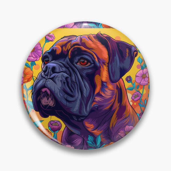 Item preview, Colorful Bullmastiff puppy dog with flowers designed and sold by MendaciousMina.