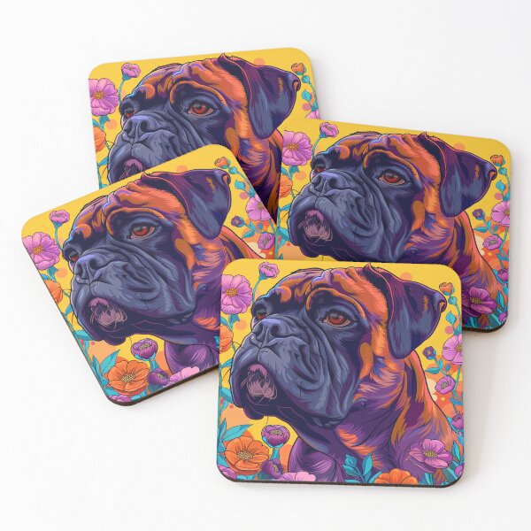 Item preview, Colorful Bullmastiff puppy dog with flowers designed and sold by MendaciousMina.