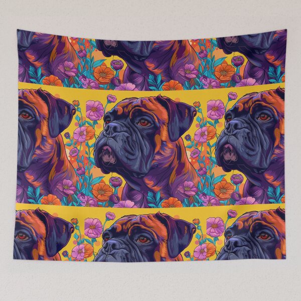 Item preview, Colorful Bullmastiff puppy dog with flowers designed and sold by MendaciousMina.
