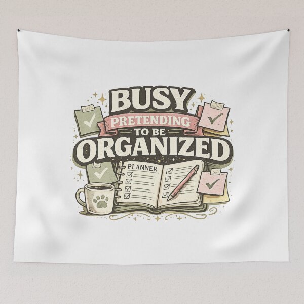 Item preview, Busy Pretending to Be Organized Funny Planner Productivity Retro Design designed and sold by SoulThread Studio.
