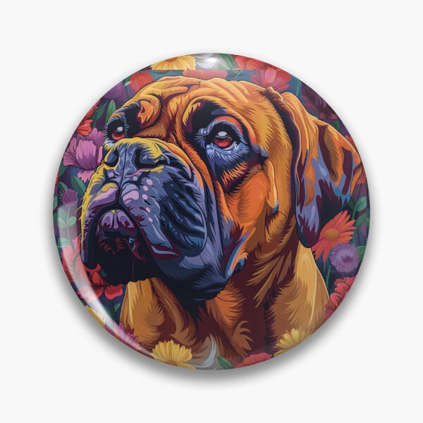 Item preview, Colorful Bullmastiff puppy dog with flowers designed and sold by MendaciousMina.