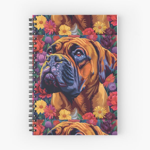Item preview, Colorful Bullmastiff puppy dog with flowers designed and sold by MendaciousMina.