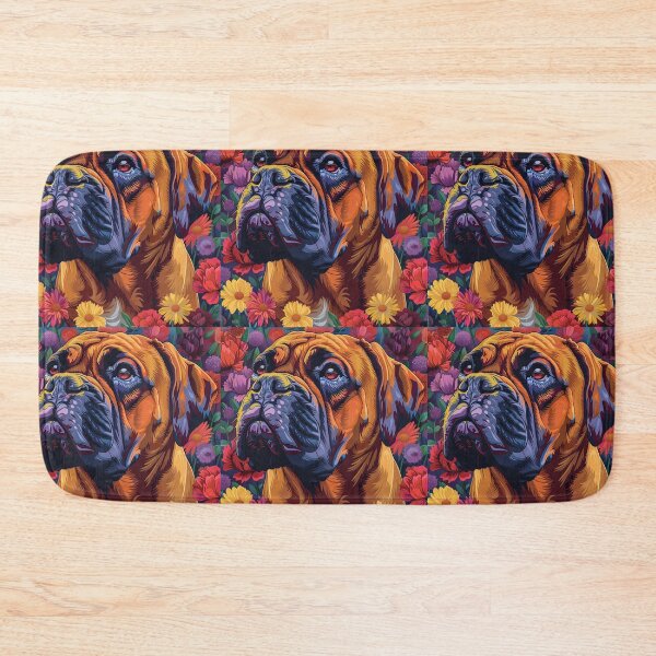 Item preview, Colorful Bullmastiff puppy dog with flowers designed and sold by MendaciousMina.