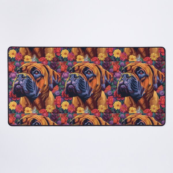 Item preview, Colorful Bullmastiff puppy dog with flowers designed and sold by MendaciousMina.