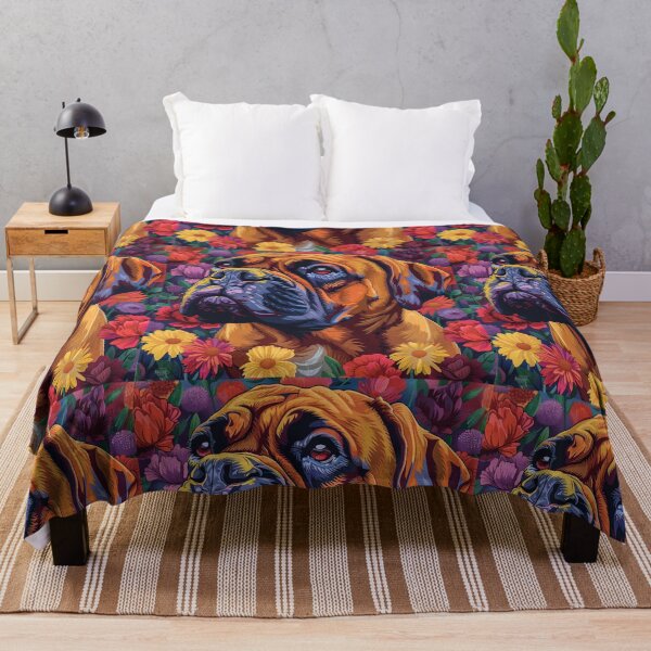 Item preview, Colorful Bullmastiff puppy dog with flowers designed and sold by MendaciousMina.
