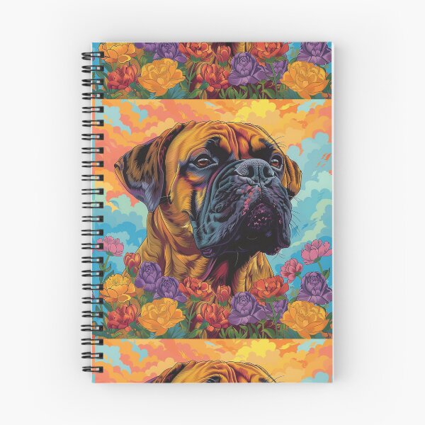 Item preview, Colorful Bullmastiff puppy dog with flowers designed and sold by MendaciousMina.