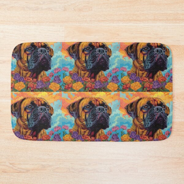 Item preview, Colorful Bullmastiff puppy dog with flowers designed and sold by MendaciousMina.
