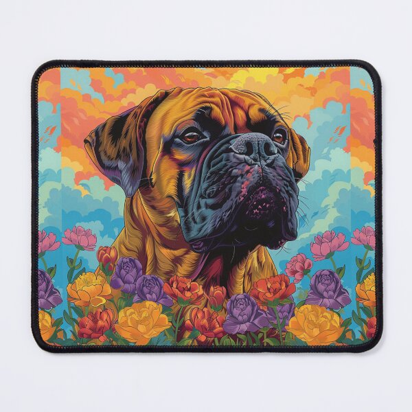 Item preview, Colorful Bullmastiff puppy dog with flowers designed and sold by MendaciousMina.